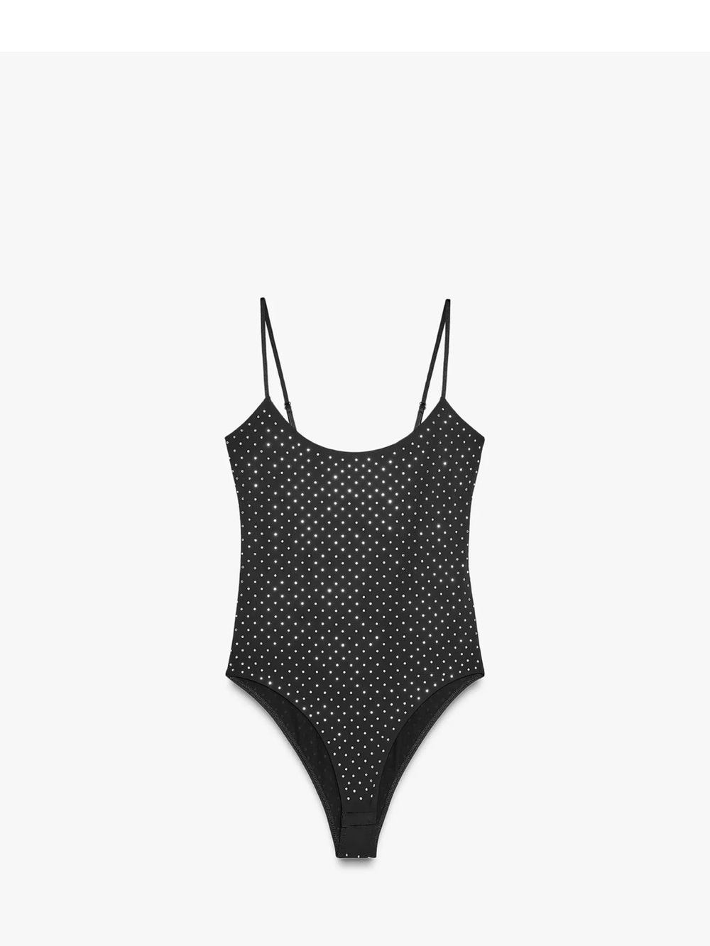 Zara Black Crystal Bodysuit with Thin Straps